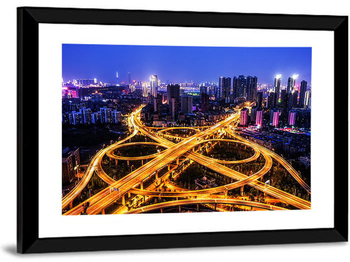 Hanyang District Interchange Nightscape Wall Art as a framed print