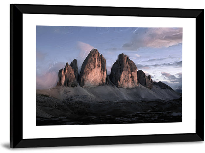 Tre Cime at Dusk Wall Art as a framed print