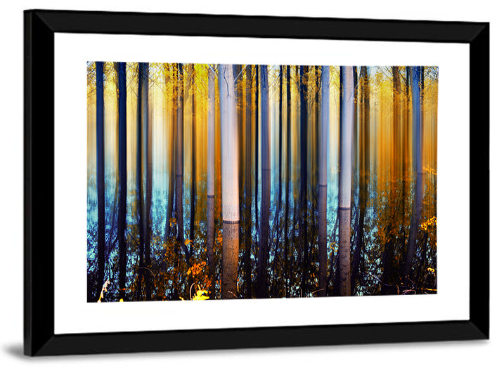Ethereal Autumn Forest Reflection Abstract Wall Art as a framed print