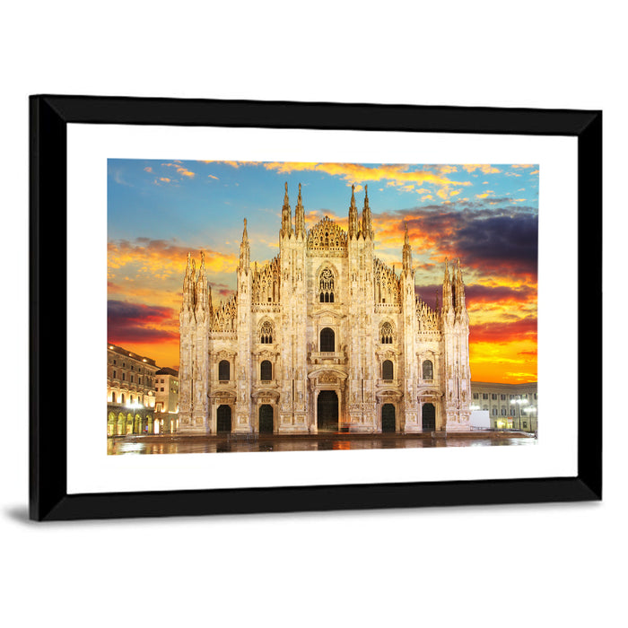 Milan Duomo at Sunset Wall Art as a framed print