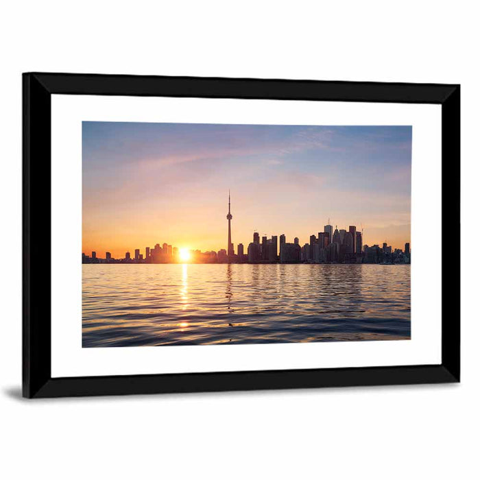 Toronto Sunset Skyline Wall Art as a framed print