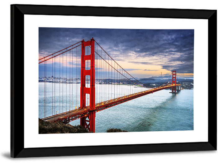 Golden Gate Bridge at Dusk Wall Art as a framed print