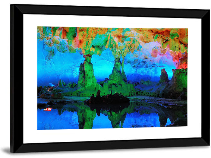Guilin Led Lit Cave Reflection Wall Art as a framed print