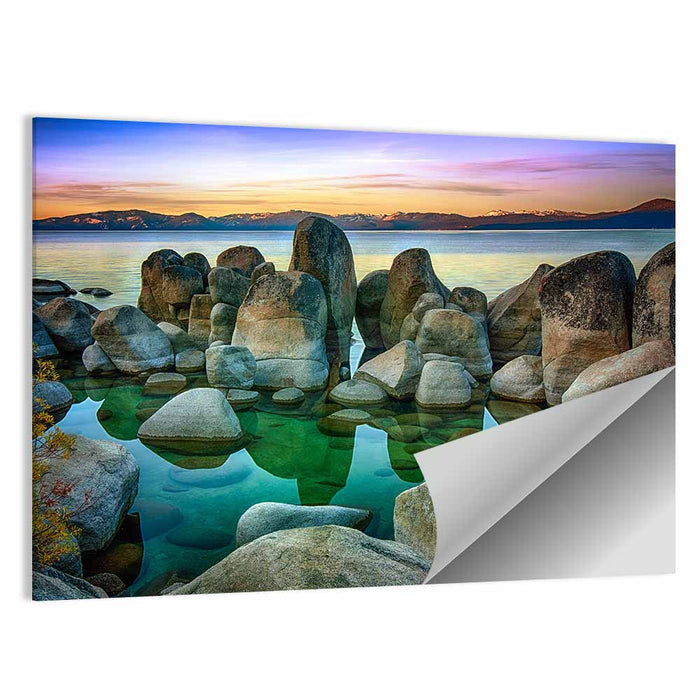 Lake Tahoe Rocky Shoreline at Dusk Wall Art as a poster print