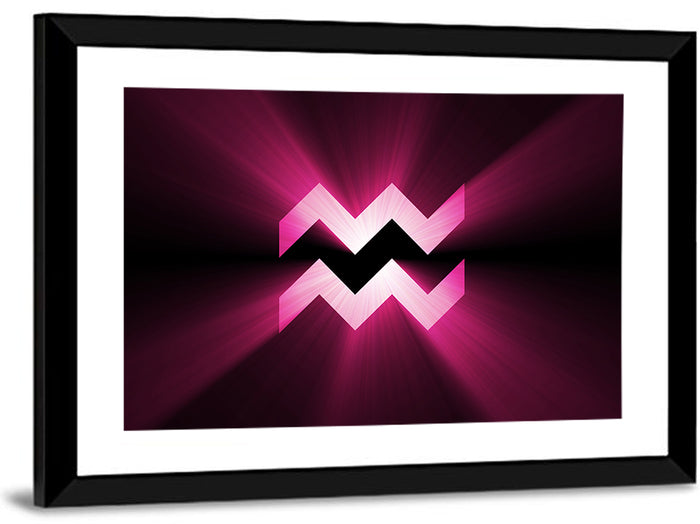 Magenta Aquarius Symbol Wall Art as a framed print