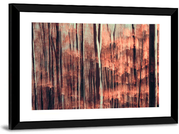 Autumn Forest Blur Wall Art as a framed print
