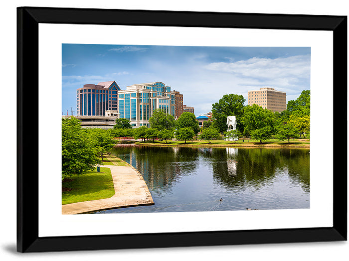 Big Spring Park Skyline, Huntsville Wall Art as a framed print