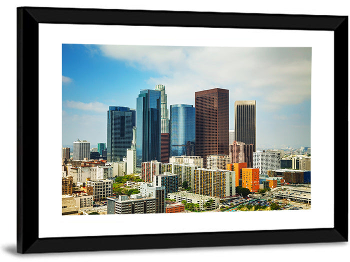 Downtown Los Angeles Skyline Cityscape Wall Art as a framed print