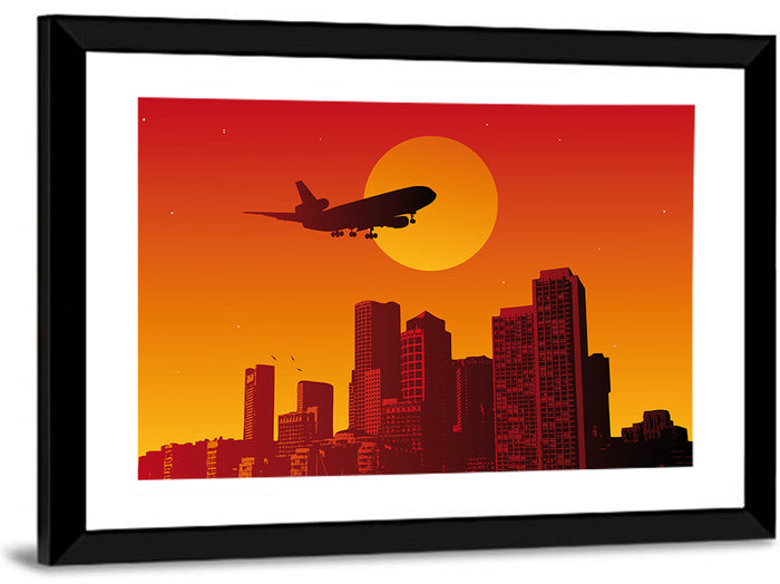 Tri Jet Sunset Skyline Wall Art as a framed print