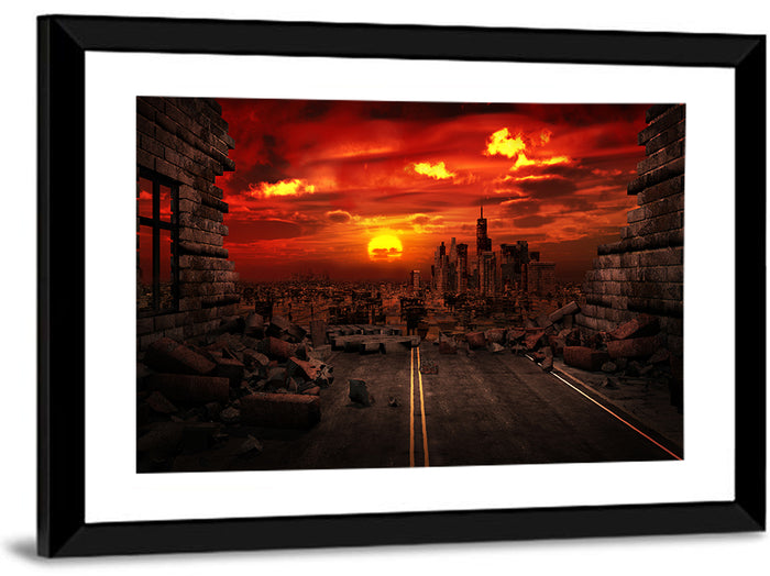Apocalyptic Sunset Wall Art as a framed print