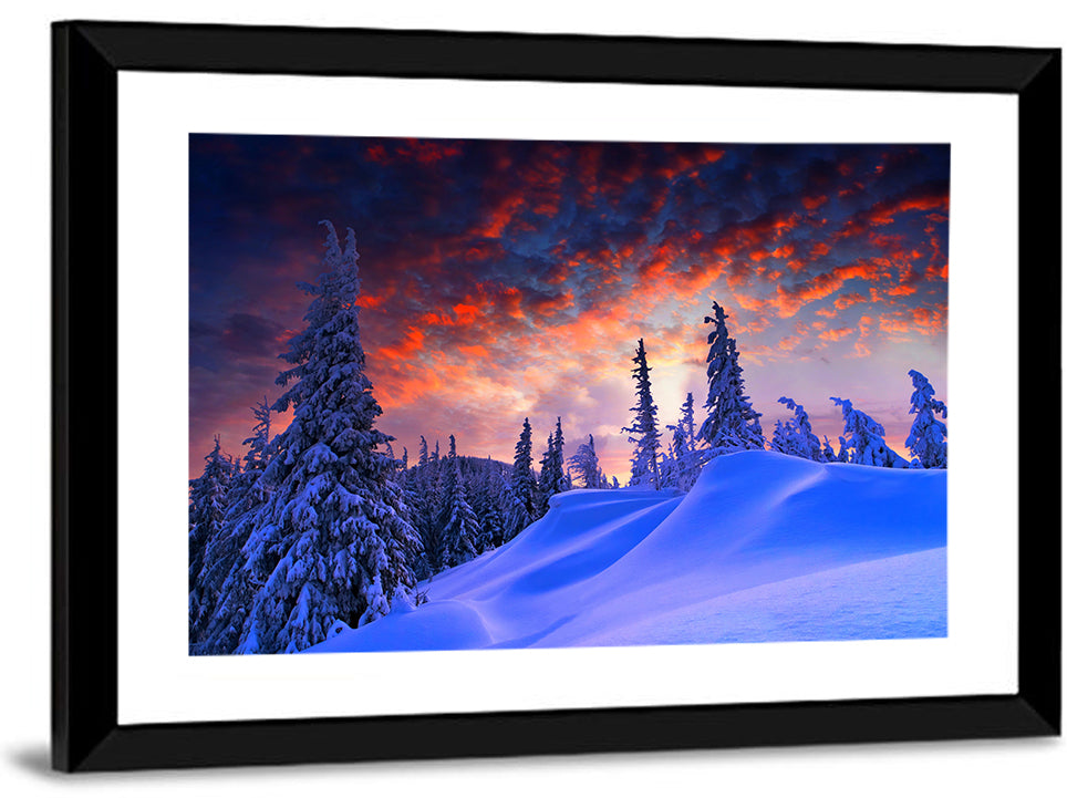 Snowy Mountain Sunset Wall Art