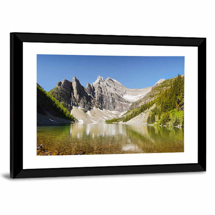 Lake Agnes Reflection Wall Art as a framed print