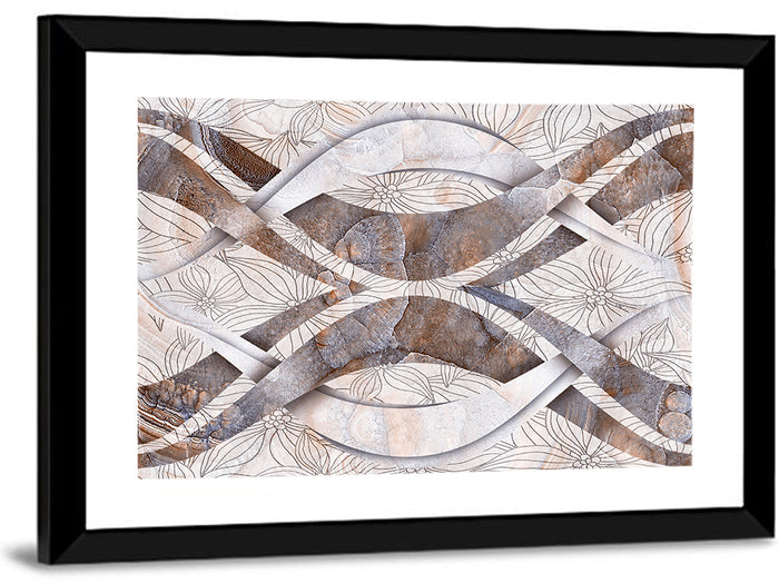 Waving Stone with Line Flowers Wall Art as a framed print