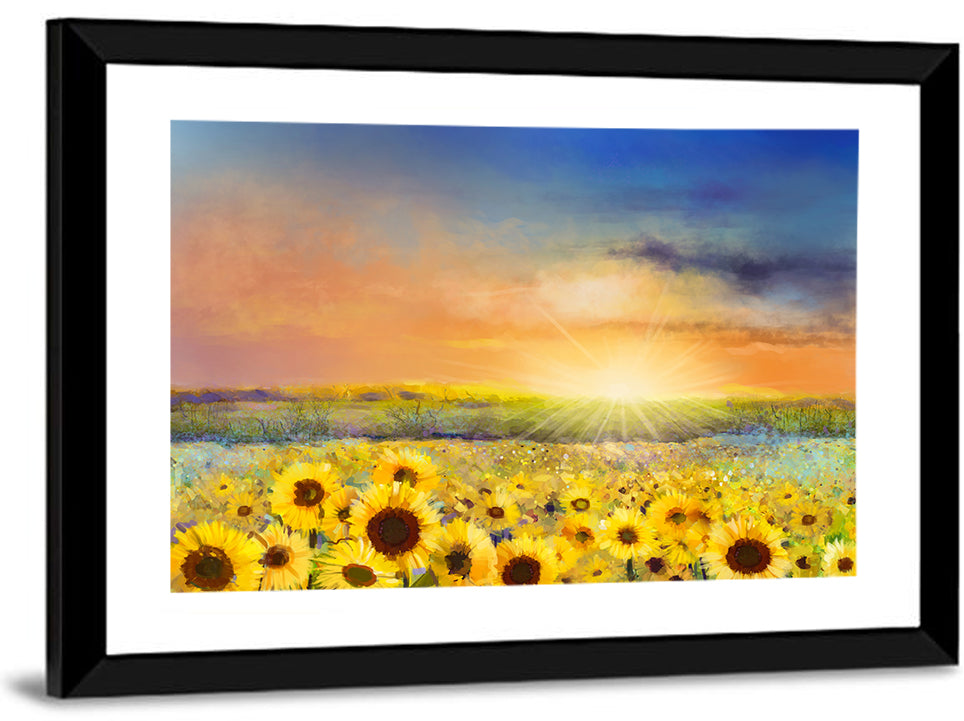 Sunflower Field Sunset Wall Art