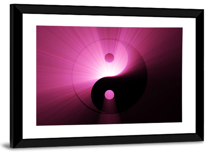 Magenta Yin Yang Symbol Wall Art as a framed print
