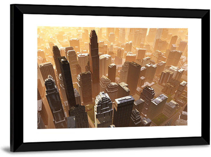 Arizona Skyscrapers at Golden Hour Wall Art as a framed print
