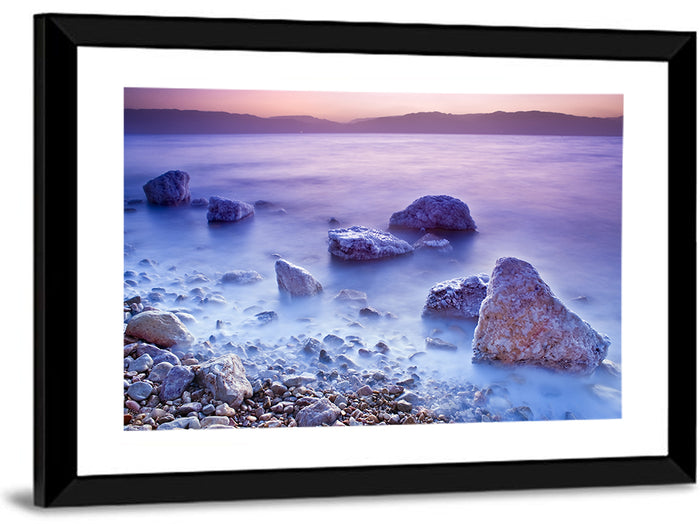 Dead Sea Salt Rocks at Dawn Wall Art as a framed print