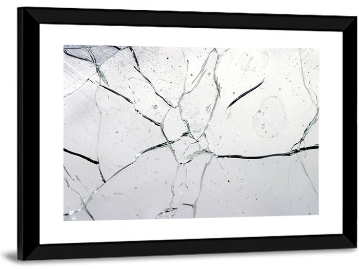 Fractured Glass Macro Study Wall Art as a framed print