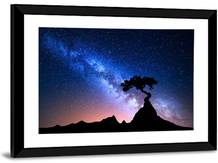 Milky Way Over Mountain Ridge Wall Art as a framed print