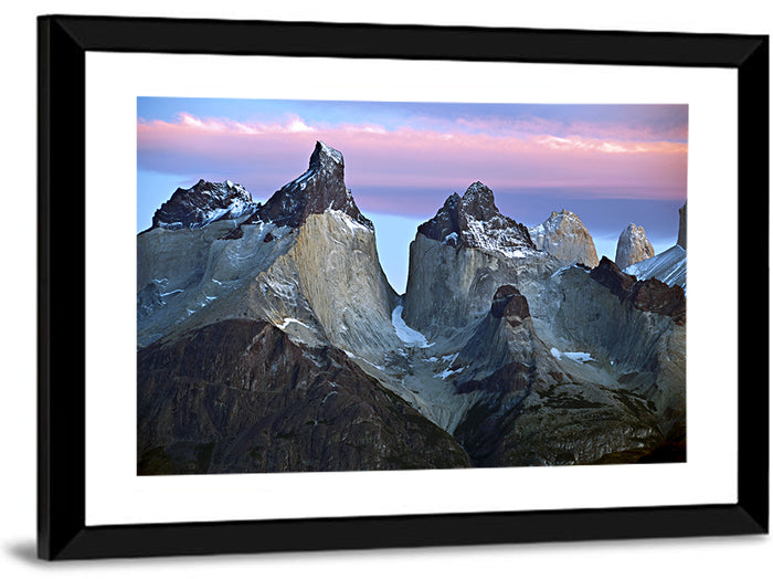 Los Cuernos Peak Valley, Torres Del Paine Wall Art as a framed print