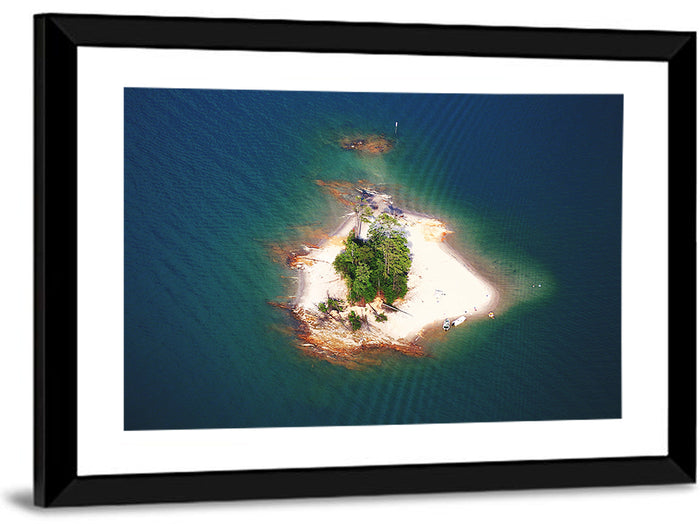Lake Lanier Island Aerial View Wall Art as a framed print