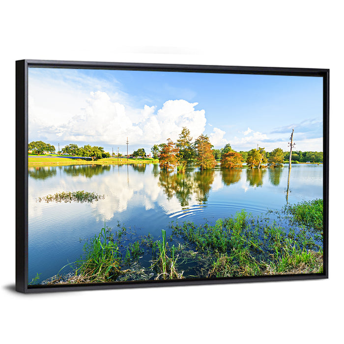 Lafayette Bayou Reflection Wall Art as a framed canvas