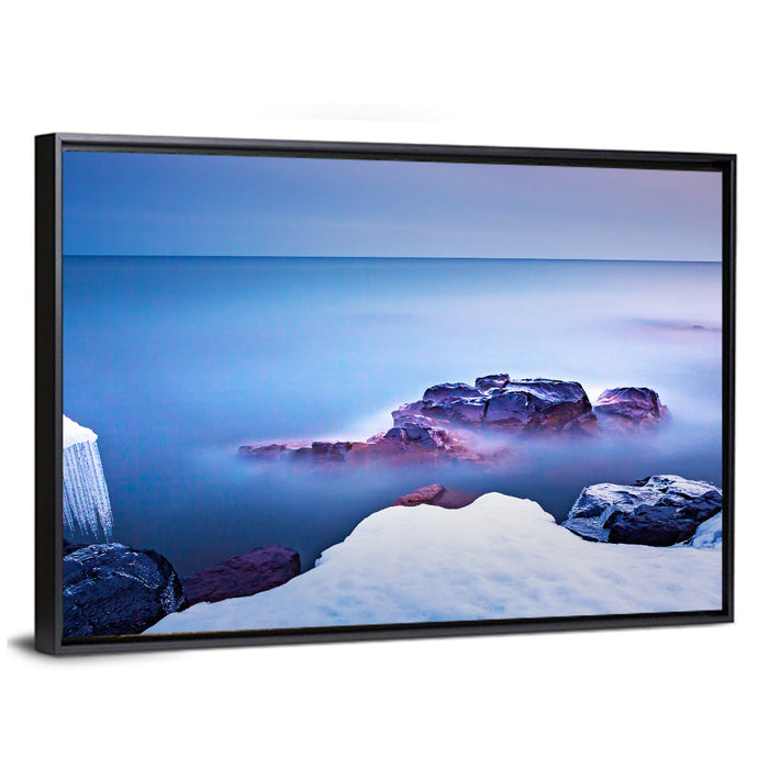 Lake Superior Shoreline at Twilight Wall Art as a framed canvas