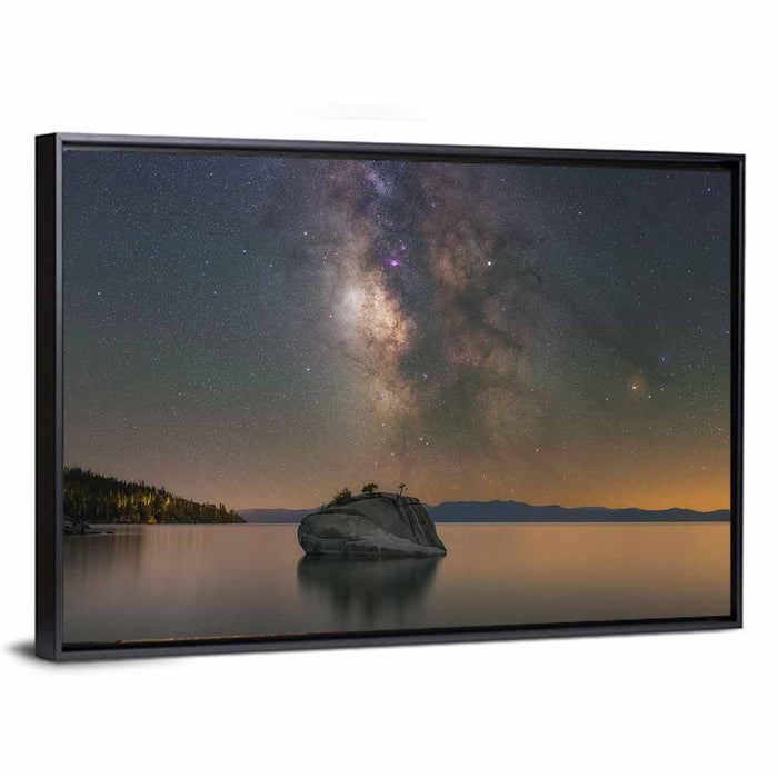 Milky Way Over Bonsai Rock Wall Art as a framed canvas
