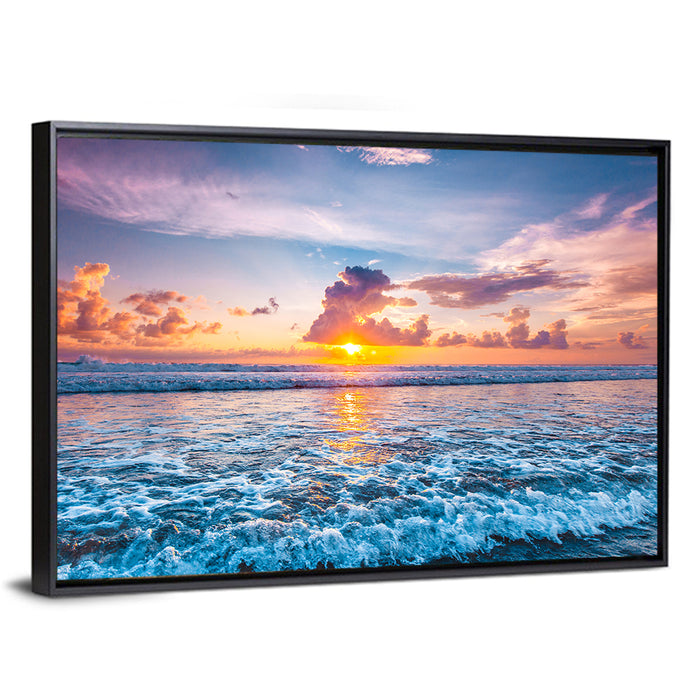 Sunburst Ocean Wave Wall Art as a framed canvas