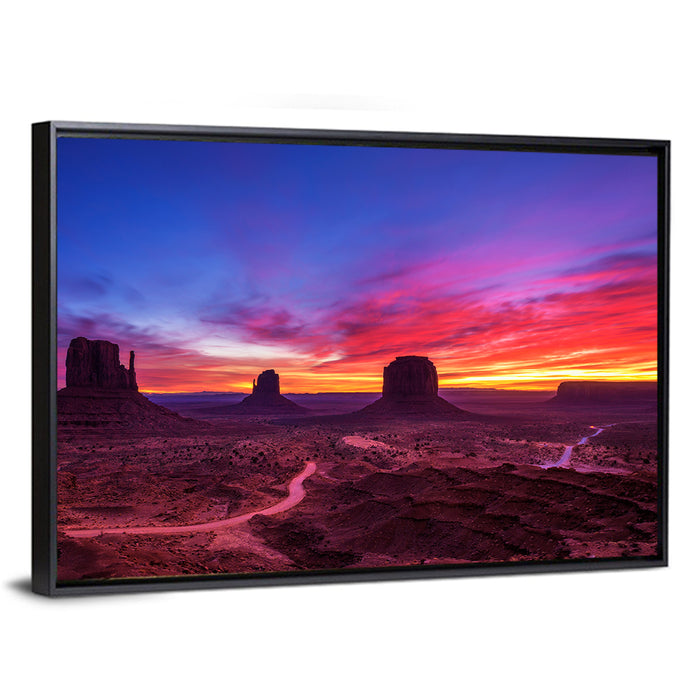Monument Valley Arizona Sunset Wall Art as a framed canvas