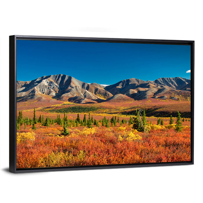 Denali Autumn Peaks Wall Art as a framed canvas