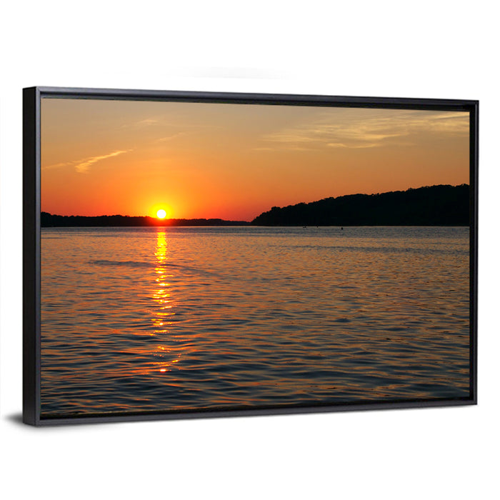 Mississippi River Sunset Wall Art as a framed canvas