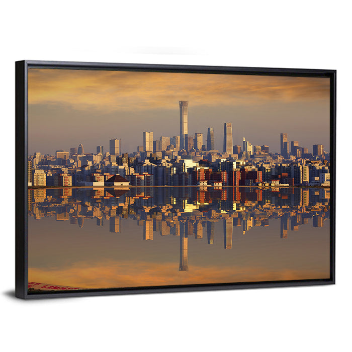 Beijing Citic Tower Skyline Wall Art as a framed canvas