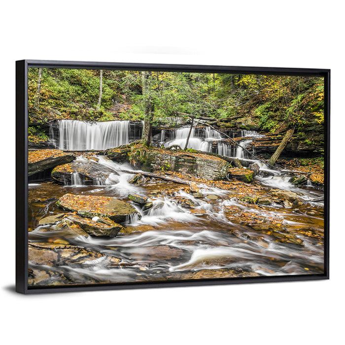 Delaware Falls Wall Art as a framed canvas