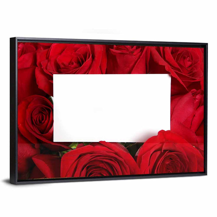 Rose Frame with White Center Wall Art as a framed canvas