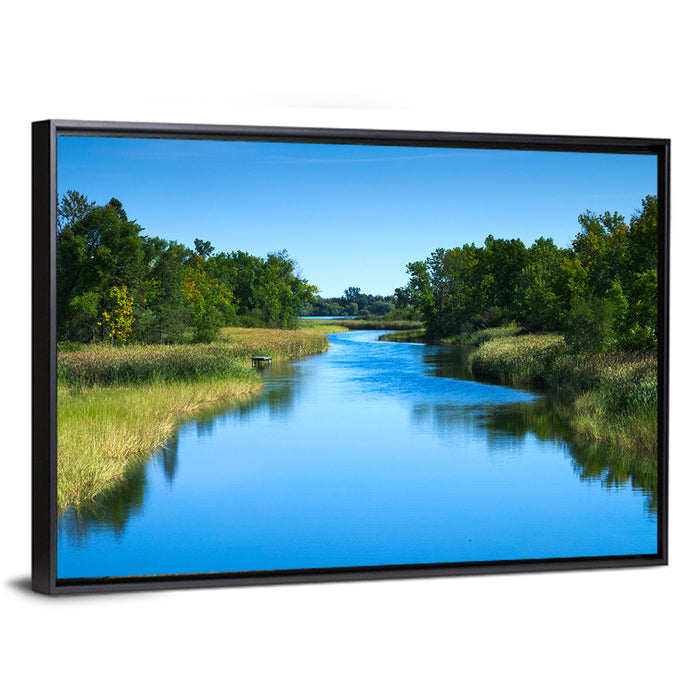 Mississippi River Landscape Wall Art as a framed canvas