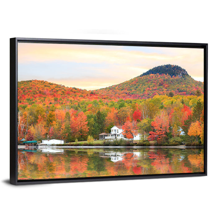 Groton Lakehouse Reflection Wall Art as a framed canvas