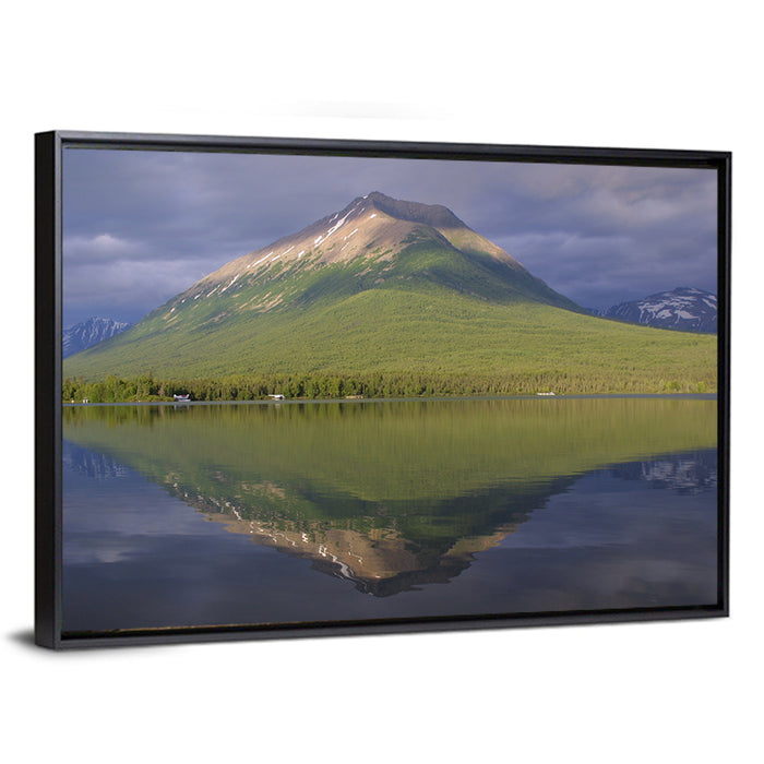 Mount Tanalian from Lake Clark Wall Art as a framed canvas