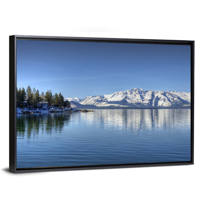 Elk Point Lake Tahoe Reflection Wall Art as a framed canvas