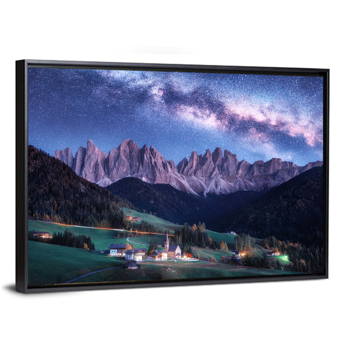 Santa Maddalena Night Sky Wall Art as a framed canvas