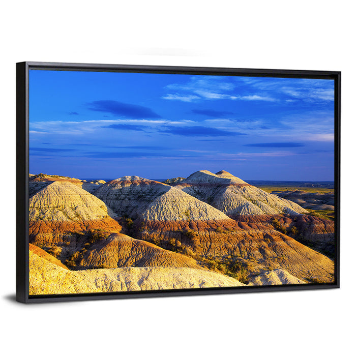 Badlands National Park Golden Hour Wall Art as a framed canvas