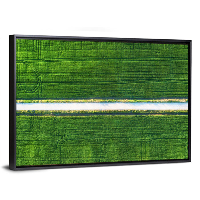 Aerial Irrigation Canal View Wall Art as a framed canvas
