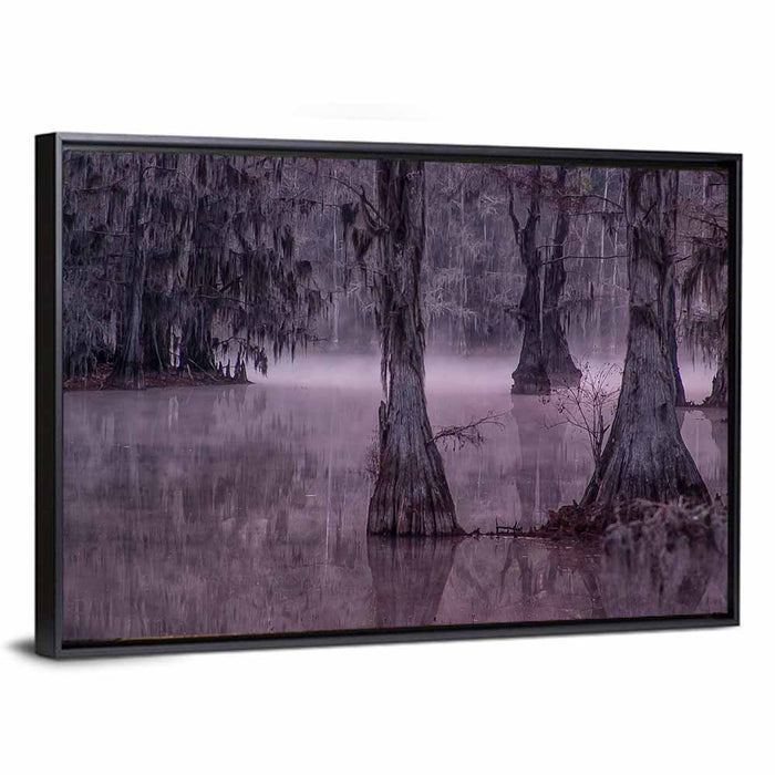 Caddo Lake Cypress Trees Wall Art as a framed canvas