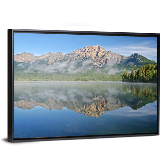 Pyramid Mountain Reflection Wall Art as a framed canvas