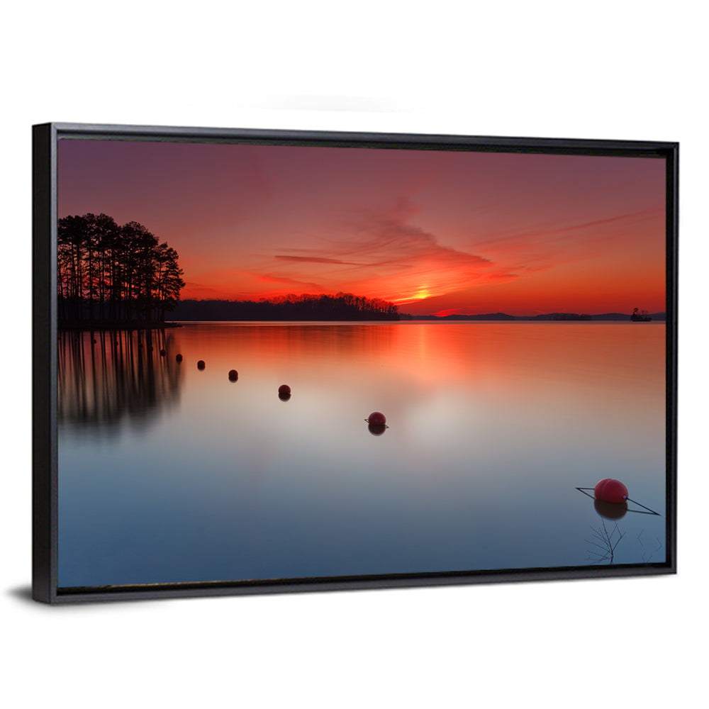 Lake Lanier Buoys at Sunset Wall Art, framed canvas, landscape