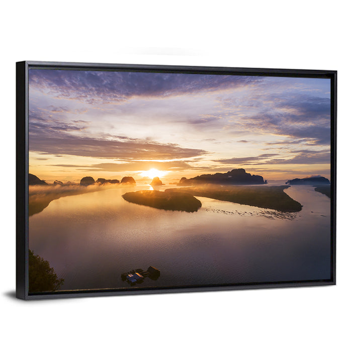 Phang Nga Bay Sunrise Wall Art as a framed canvas