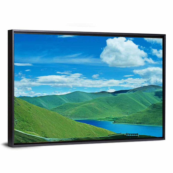 Yamdrok Tso Turquoise Lake Wall Art as a framed canvas