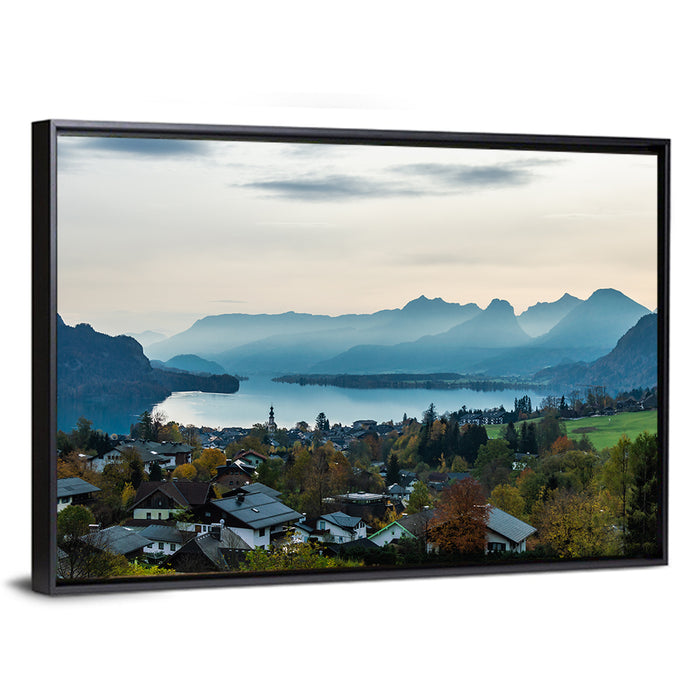 Fuschlsee Dawn Reflections Wall Art as a framed canvas