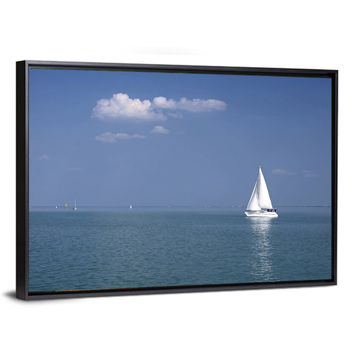 Sailboat on Lake Balaton Wall Art as a framed canvas