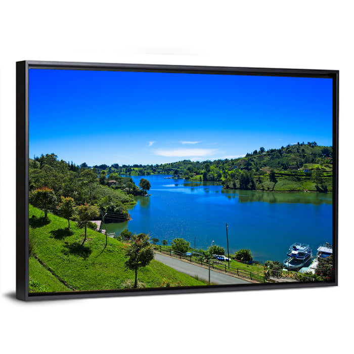 Santa Fe De Antioquia Lake View Wall Art as a framed canvas